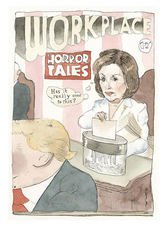 Nancy Pelosi Poster featuring the painting Nancy Pelosi, Shredding It by Barry Blitt