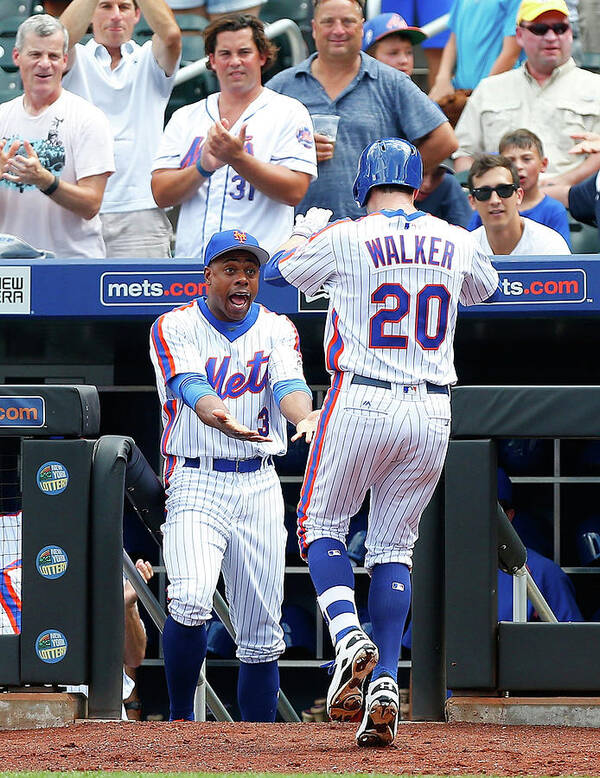 American League Baseball Poster featuring the photograph Neil Walker and Curtis Granderson by Jim Mcisaac