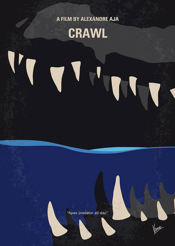 Crawl Poster featuring the digital art No1174 My Crawl minimal movie poster by Chungkong Art
