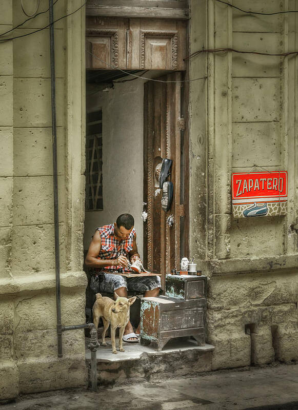 Cuba Poster featuring the photograph O Zapatero and his dog by Micah Offman
