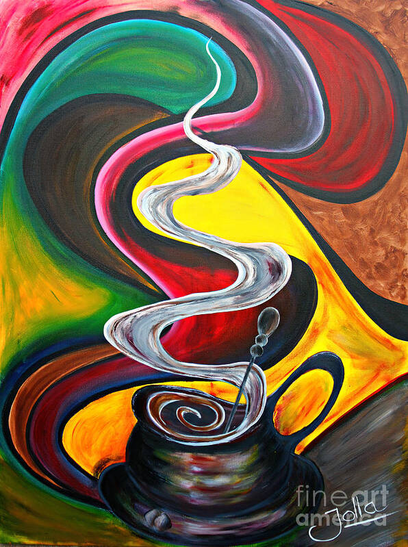 Coffee Poster featuring the painting Ode to Coffee... by Jolanta Anna Karolska