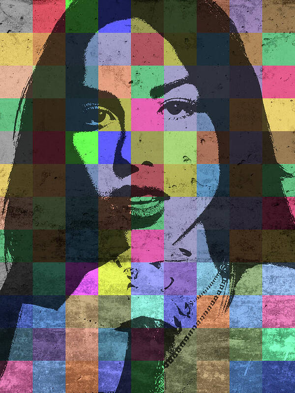 Olivia Rodrigo Poster featuring the mixed media Olivia Rodrigo Patchwork Pop Art Portrait by Design Turnpike