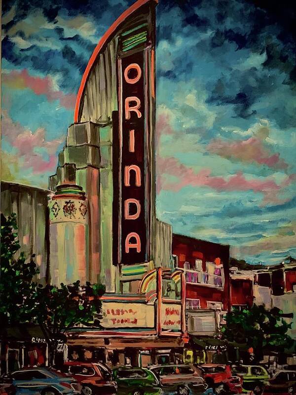 Orinda Poster featuring the painting Orinda Theater by Joel Tesch