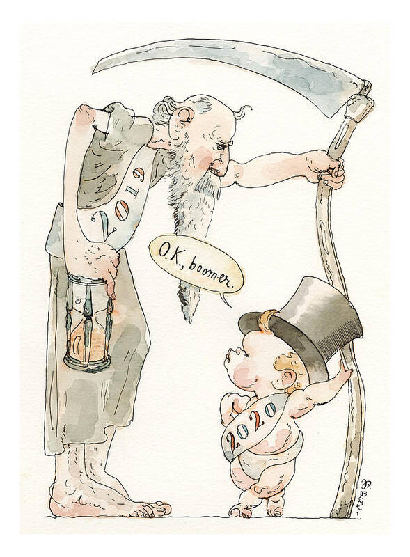 Captionless Poster featuring the painting Out with the Auld by Barry Blitt
