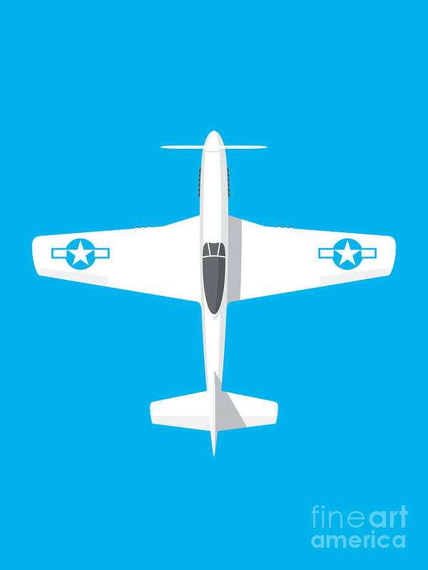 Fighter Poster featuring the digital art P-51 Mustang Fighter Aircraft - Cyan by Organic Synthesis