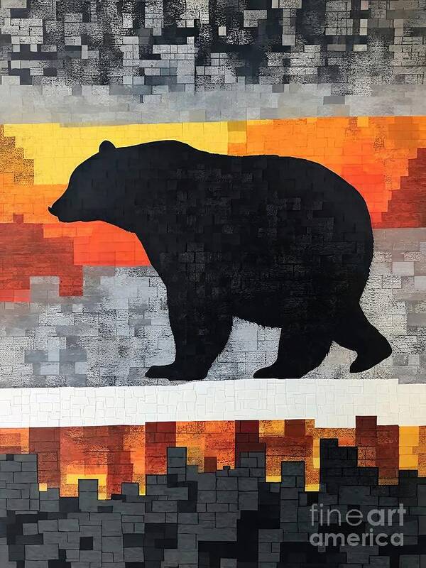 Bear Poster featuring the painting Painting Always Roaming bear nature animal backgr by N Akkash