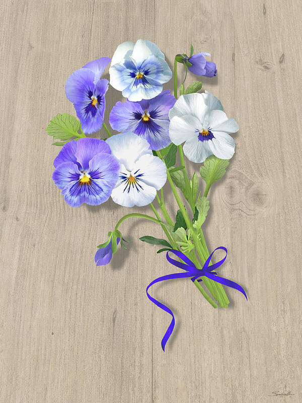 Flowers Poster featuring the digital art Pansies For My Love by M Spadecaller