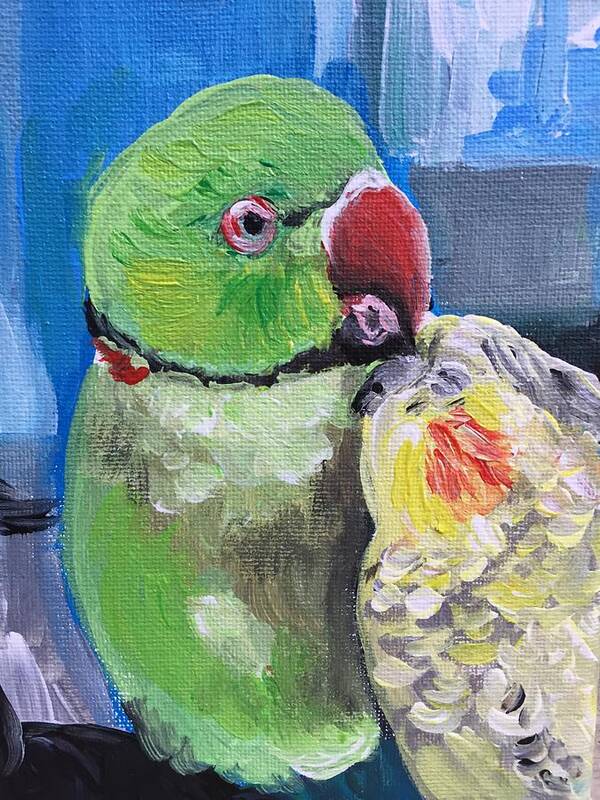 Parrot Poster featuring the painting Parrots In Love by Danielle Rosaria