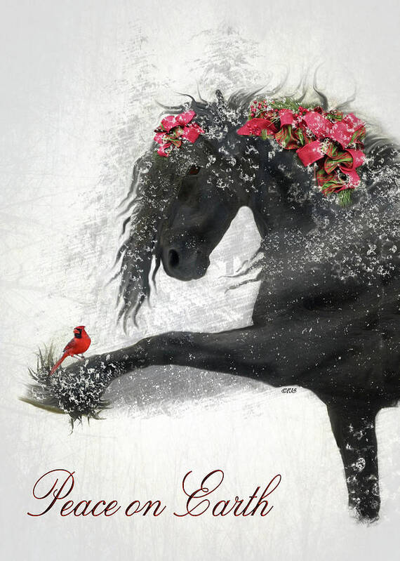 Friesian Holiday Poster featuring the digital art Peace on Earth FJS by Fran J Scott