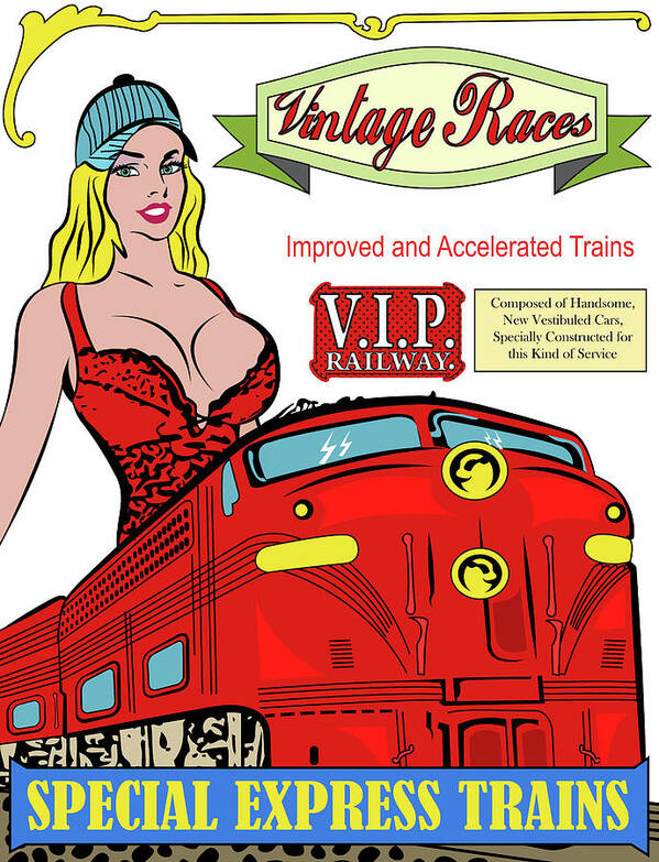 Pinup Poster featuring the digital art Pin-up Vintage Railway Poster by Long Shot