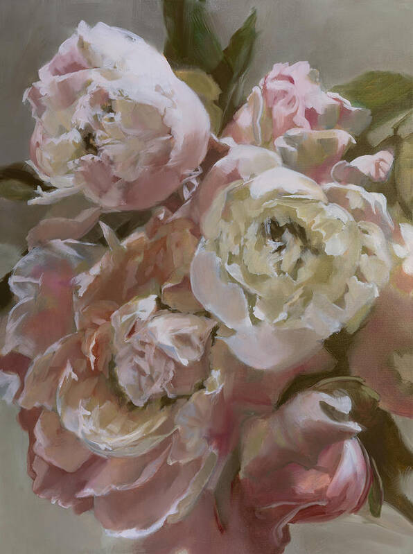 Pink Peonies Poster featuring the painting Pink Bouquet by Roxanne Dyer