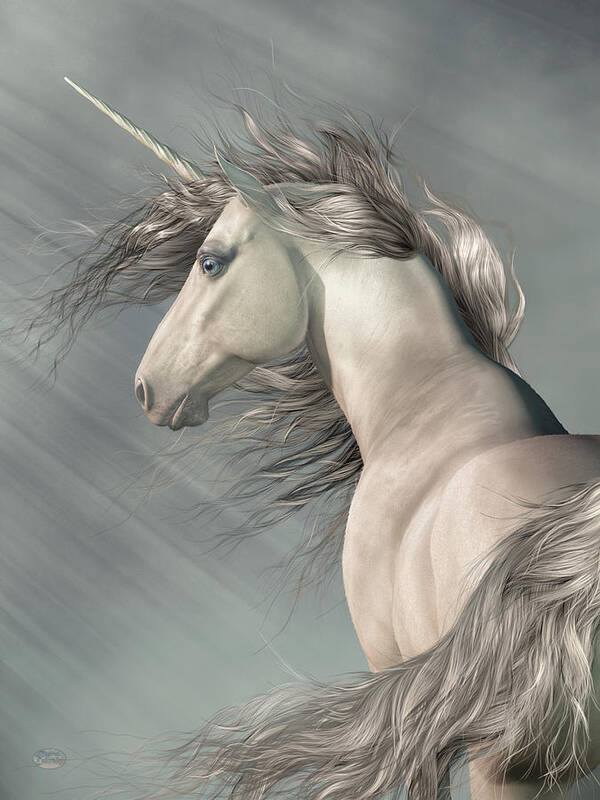 Unicorn Poster featuring the digital art Portrait of a Unicorn by Daniel Eskridge