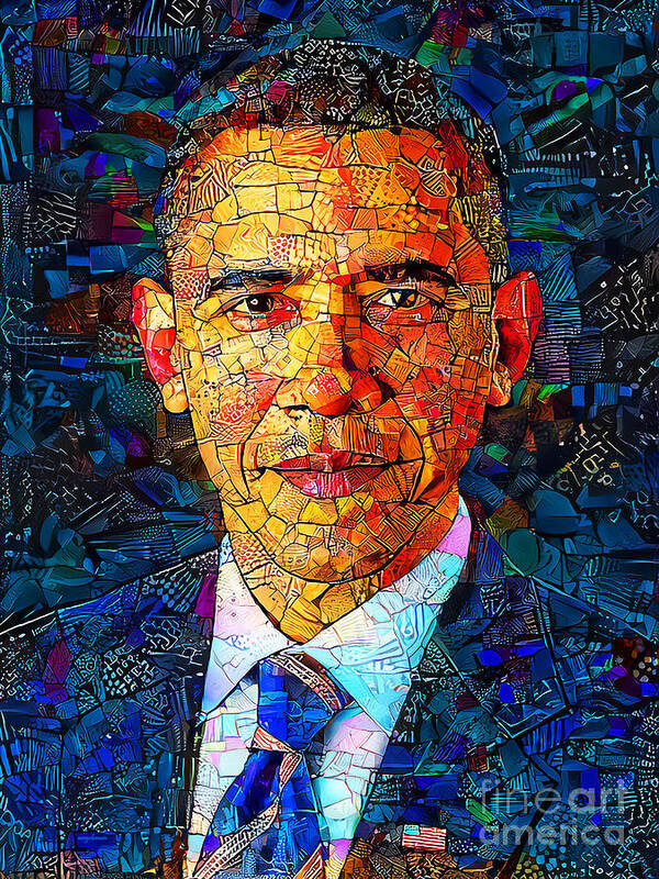 Wingsdomain Poster featuring the photograph President Barack Obama In in Contemporary Modern Art 20211120 by Wingsdomain Art and Photography