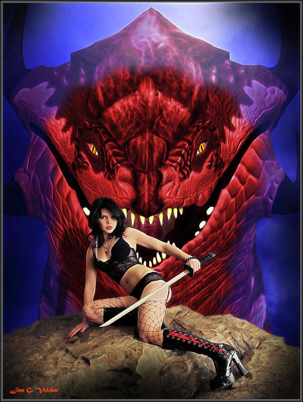 Rebel Poster featuring the pyrography Rebel With Dragon by Jon Volden