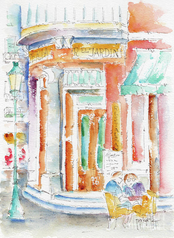 Impressionism Poster featuring the painting Restaurant el Jardin Malaga by Pat Katz