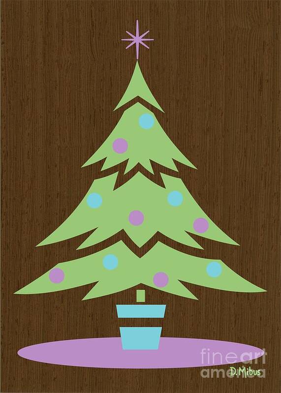 Retro Christmas Tree Poster featuring the digital art Retro Christmas Tree in Blue, Purple and Green by Donna Mibus