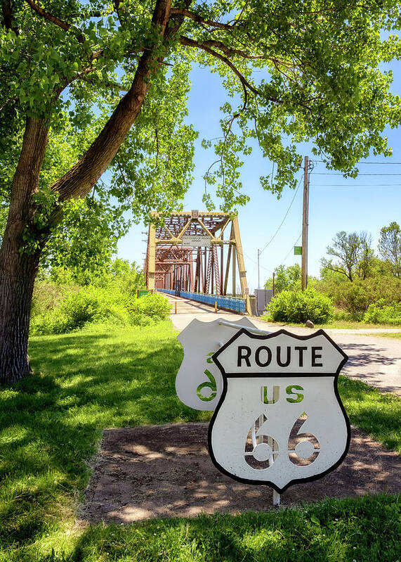 Route 66 Poster featuring the photograph Route 66 Bicycle Rack - Old Chain of Rocks Bridge by Susan Rissi Tregoning