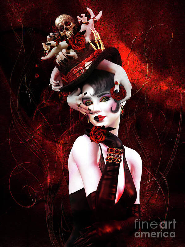 Ruby Gothic Femme Poster featuring the digital art Ruby Gothic Femme by Shanina Conway