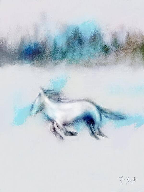 Ipad Painting Poster featuring the digital art Running Horse by Frank Bright
