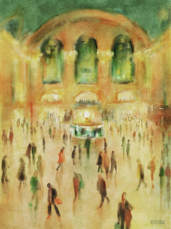Grand Central Terminal Poster featuring the painting Rush Hour Grand Central Terminal New York by Beverly Brown