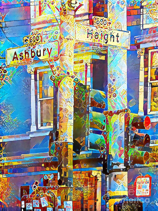 Wingsdomain Poster featuring the photograph San Francisco Haight Ashbury in Bright Cheerful Colorful Contemporary Organic Elements 20200426 by Wingsdomain Art and Photography
