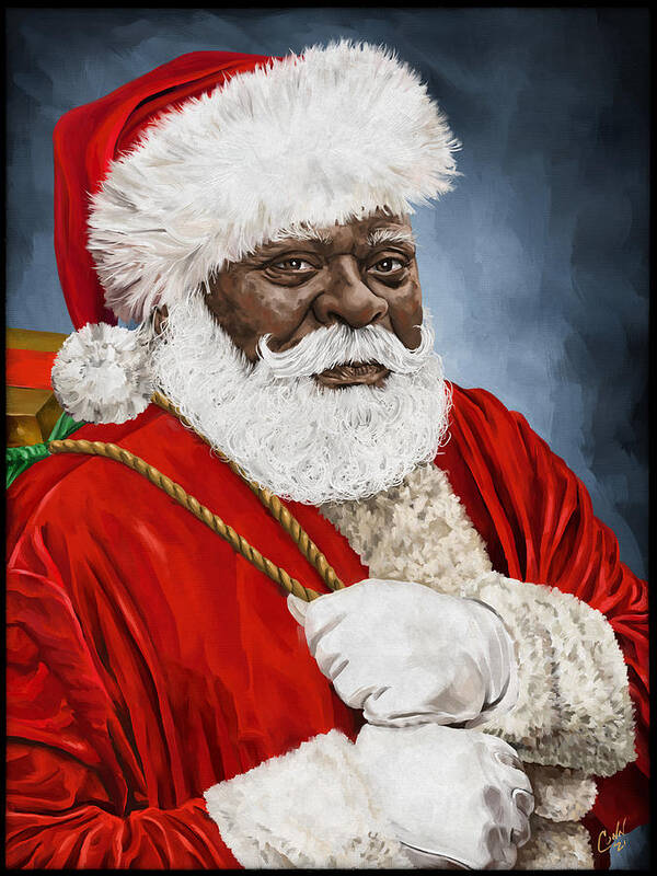 African-american Santa Claus Poster featuring the mixed media Santa Claus - 2021 by Shawn Conn