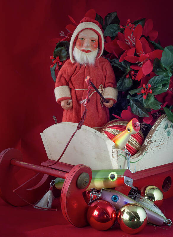 Fishing Lure Poster featuring the photograph Santa with presents for the fisherman by Cordia Murphy