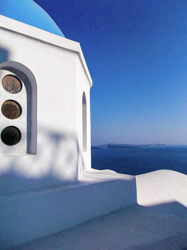 Architecture Poster featuring the photograph Santorini Blue and White by Christine Ley