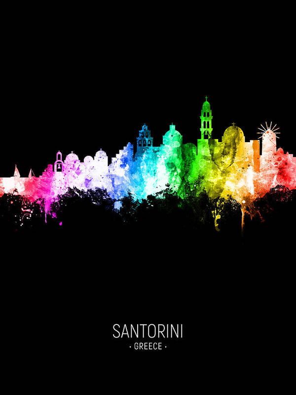 Santorini Poster featuring the digital art Santorini Skyline #72 by Michael Tompsett