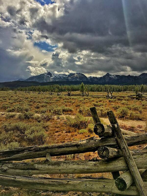 Sawtooth Mountains Poster featuring the photograph Sawtooth Storm Clouds by Jerry Abbott