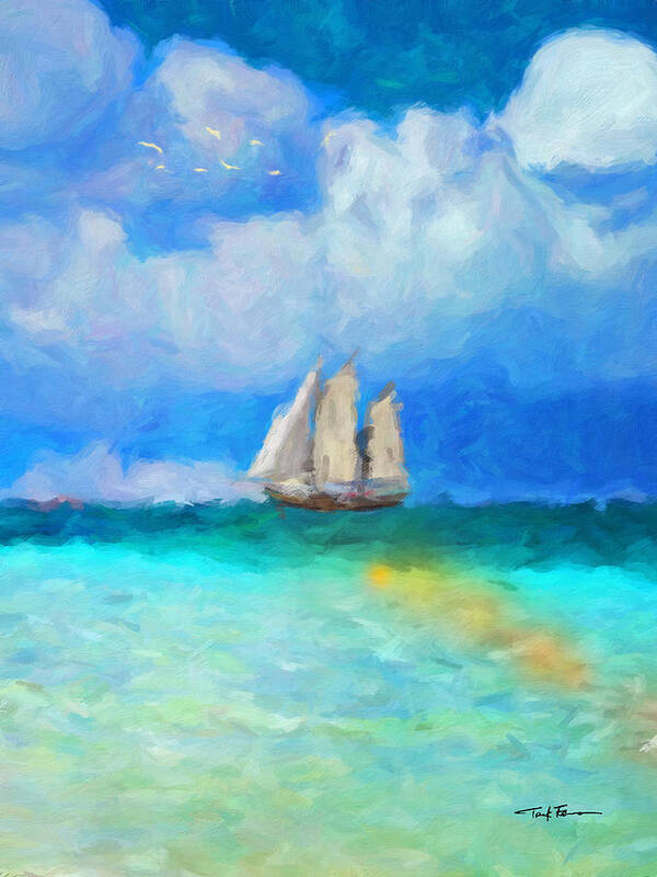  Landscape Poster featuring the painting Schooner by Trask Ferrero
