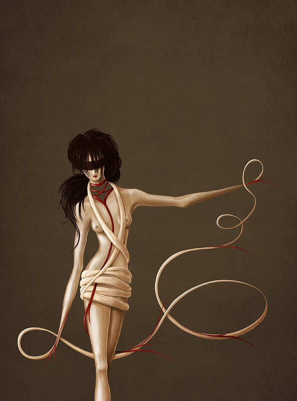 Woman Poster featuring the digital art Self-Bound by Boriana Giormova