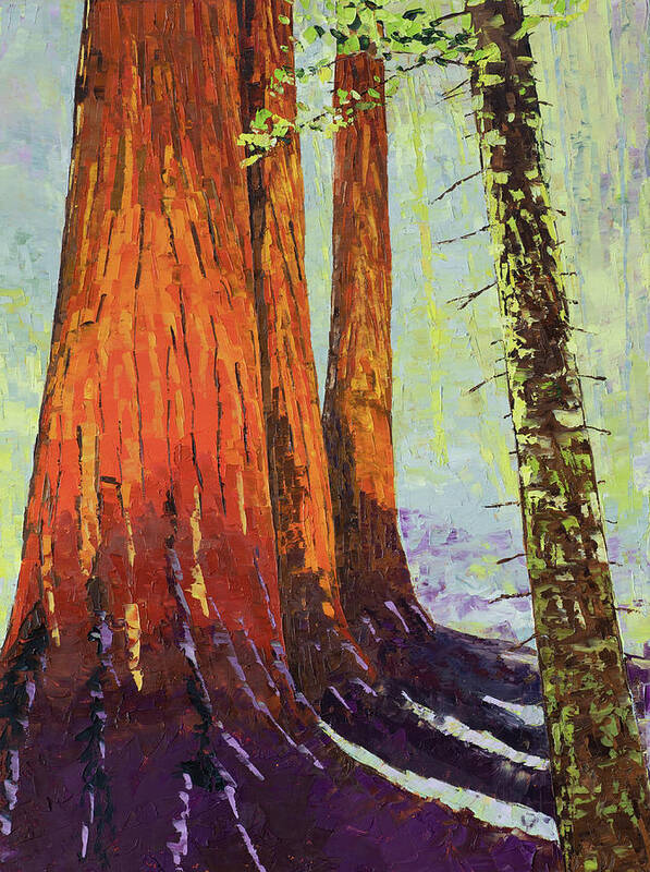 Landscape Poster featuring the painting Sequoia Trio by Mark Ross