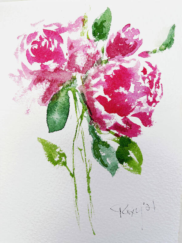 Shabby Roses Poster featuring the painting Shabby Pink Roses 2 by Roxy Rich