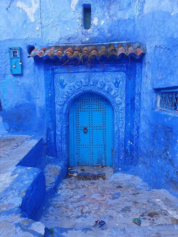Morocco Poster featuring the photograph Shades of Blue by Andrea Whitaker