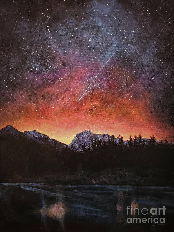 Cosmic Poster featuring the painting Shooting Star by Zan Savage