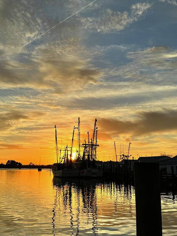 Sunset Poster featuring the photograph Shrimp Boat Silhouette by Kelly Smith
