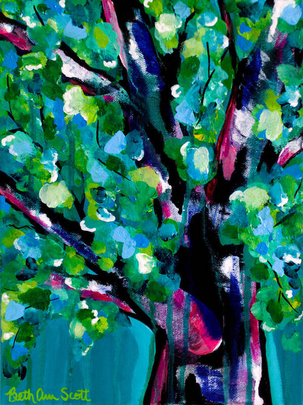 Tree Poster featuring the painting Singing in the Rain by Beth Ann Scott