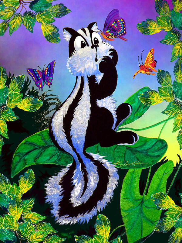 Art For Children Poster featuring the painting Skunky by Hanne Lore Koehler