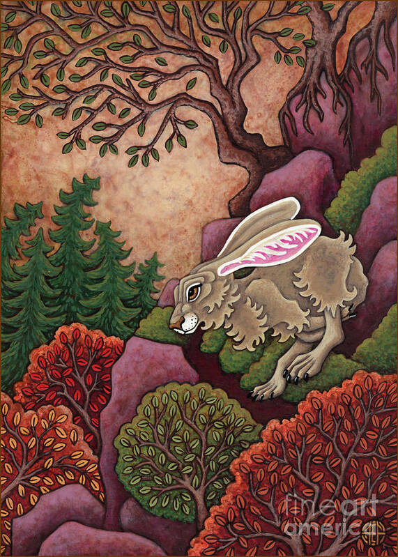 Hare Poster featuring the painting Slopeside Sprint by Amy E Fraser