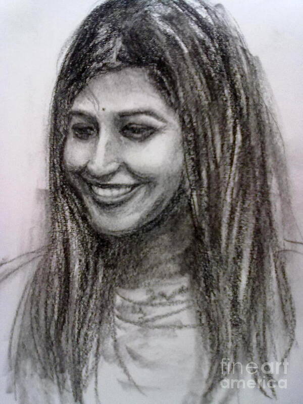 Sketch Poster featuring the painting Smile by Asha Sudhaker Shenoy