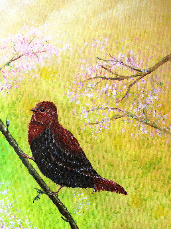 Bird Poster featuring the painting Spring Bird by Medea Ioseliani