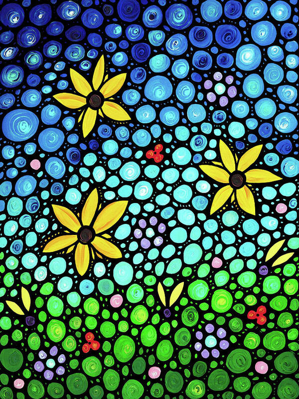 Floral Poster featuring the painting Spring Maidens Large Size Flower Mosaic Art by Sharon Cummings