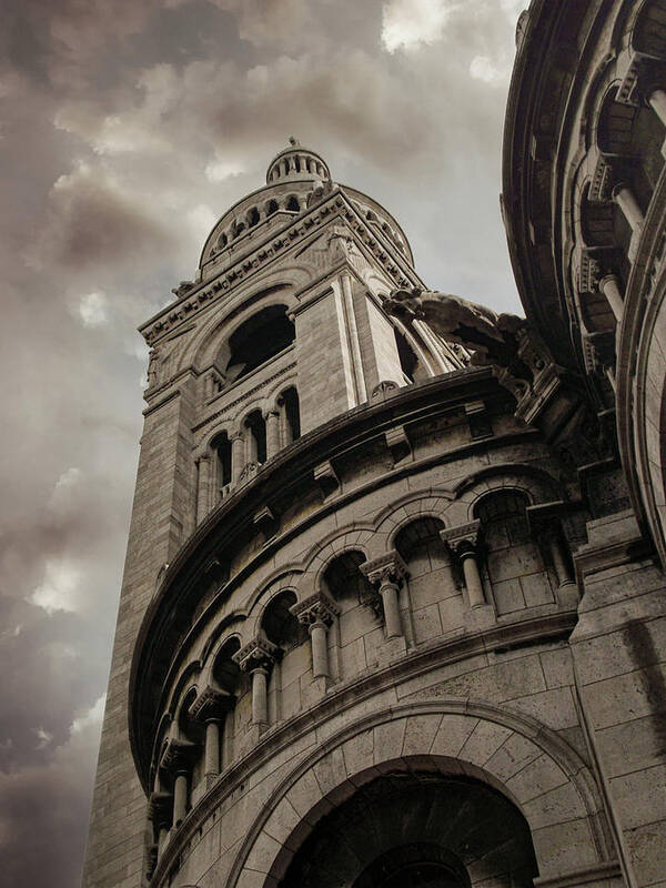 Sacre-coeur Poster featuring the photograph Stormy Sacre-Coeur_Paris France by Christine Ley