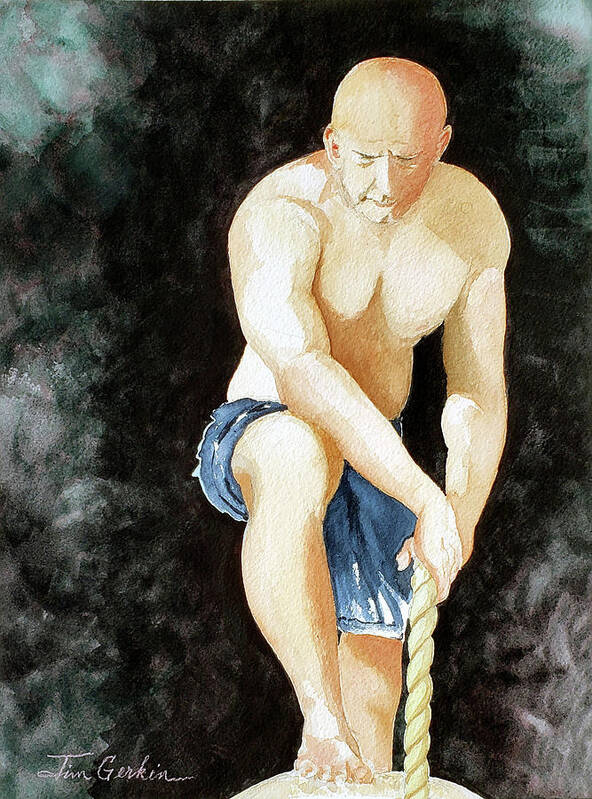 Weight Lifter Poster featuring the painting Strength by Jim Gerkin