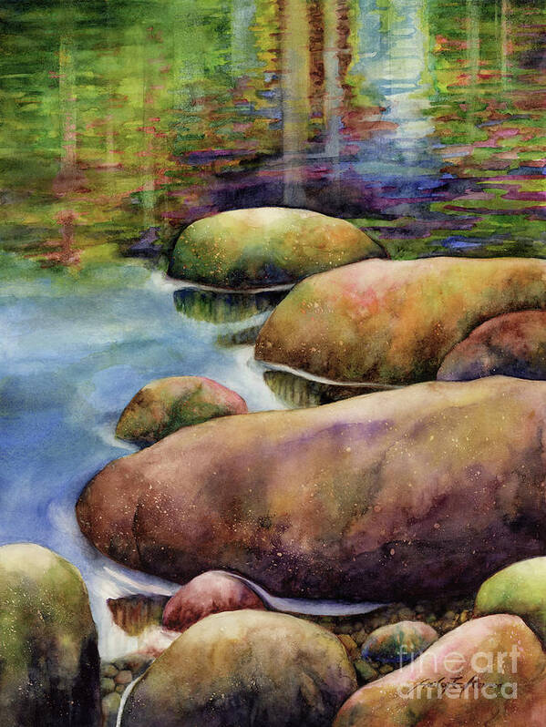 Ocks Poster featuring the painting Summer Tranquility - Gray by Hailey E Herrera