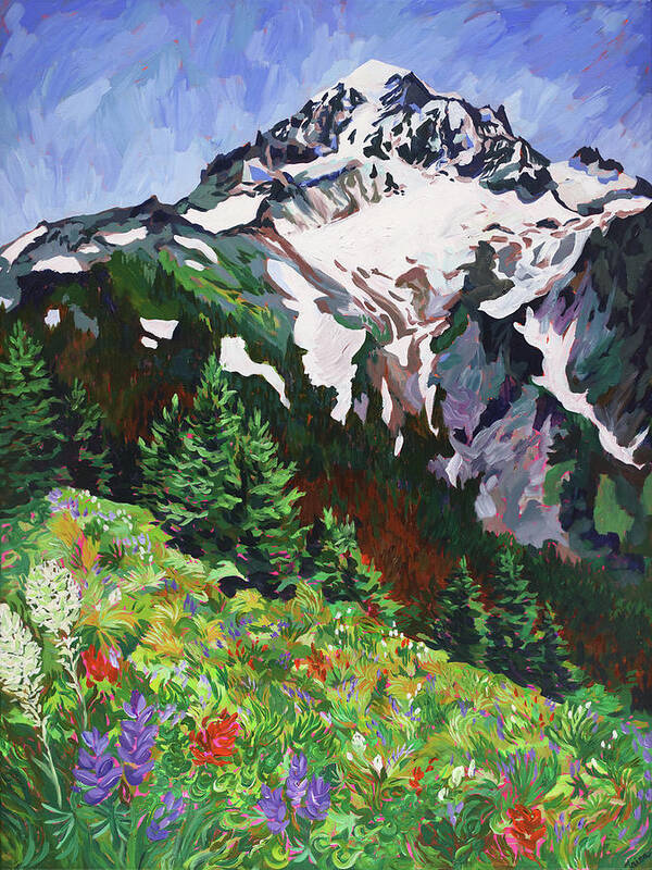 Mountain Poster featuring the painting Summertime at Mount Hood by Anisa Asakawa