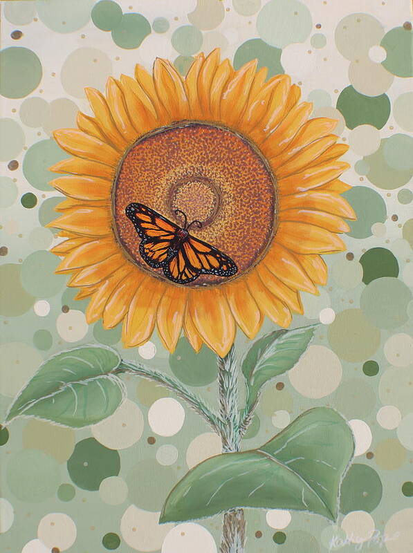 Sunflower Poster featuring the painting Sunflower Polkadot A Garden's Tale by Kathy Pope