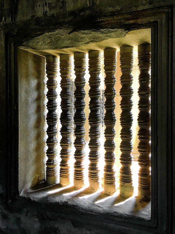 Angkor Wat Poster featuring the photograph Sunlight through turned stone bars_Angkor by Christine Ley