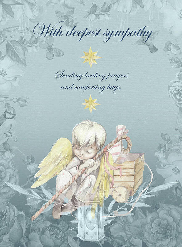Sympathy Poster featuring the digital art Sympathy Greeting With An Angel 2 by Johanna Hurmerinta